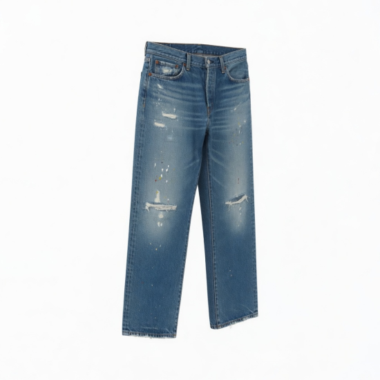 Men's Jeans Male Streetwear Denim Pants Small Paint Splatter Distressed for S