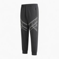 Men Embroidered Track Pants Joggers Sports Gym High Waist Zip Pockets Lightweight Formal