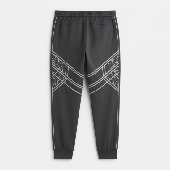 Men Embroidered Track Pants Joggers Sports Gym High Waist Zip Pockets Lightweight Formal