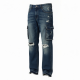Distressed Wash Ripped Stacked Jeans Men Straight Leg Pants Men's Cargo Denim Pants 5
