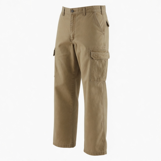 Vintage Straight Leg Men's Workwear Cargo Pants Cotton Duck Canvas Loose Utility