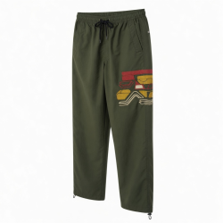 Men's Retro Embroidery Drawstring Sports Nylon Pants High Barrel Street Style Straight Barrel
