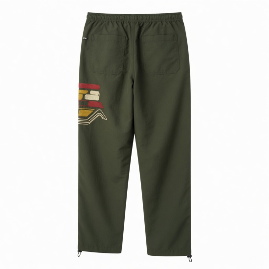 Men's Retro Embroidery Drawstring Sports Nylon Pants High Barrel Street Style Straight Barrel
