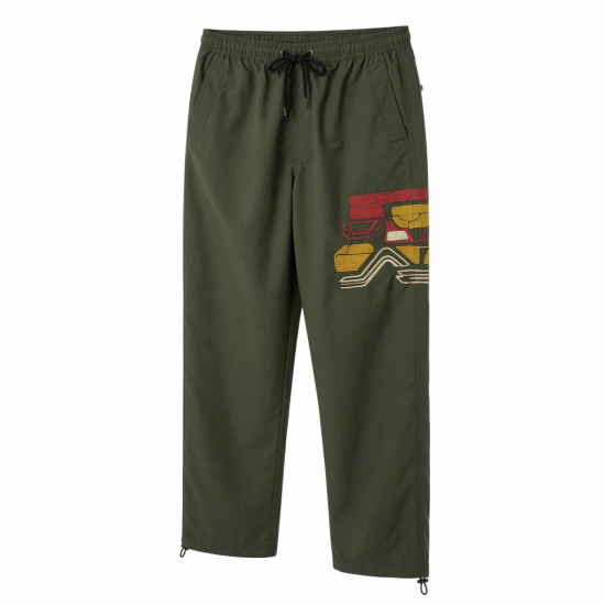 Men's Retro Embroidery Drawstring Sports Nylon Pants High Barrel Street Style Straight Barrel