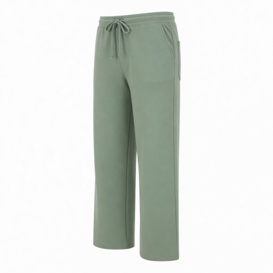 Solid Color Air Layer Fabric Basic Loose Straight Leg Long Pants Sports Casual Drawstring Pants