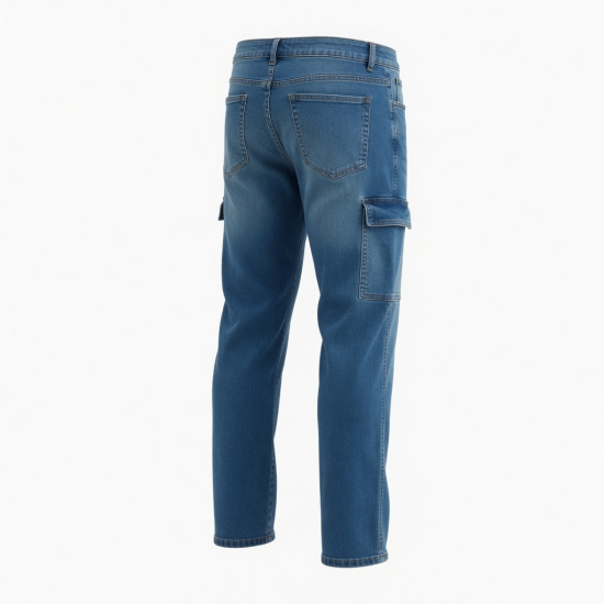 New Men Denim Side Pocket Outdoor Jeans Zipper Pencil Long Pants Men's Clothes Casual Trousers