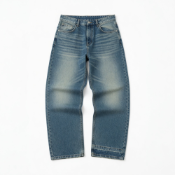 Men's Baggy Jeans Male Small Vintage Washed Denim Pants for Streetwear S