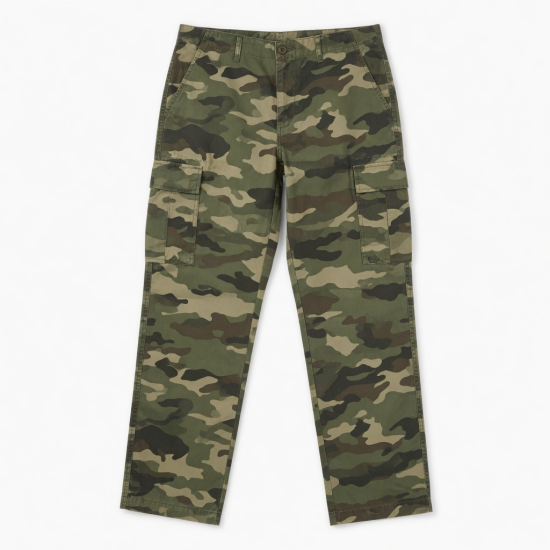 Men's Camouflage Style Chinos Trousers Skinny Fit Flare Cotton Pants Straight Cargo Pants