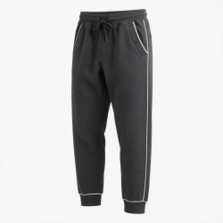 Men's Casual Sweatpants Loose Fit with Contrast Piping Button Side and Drawstring Pockets