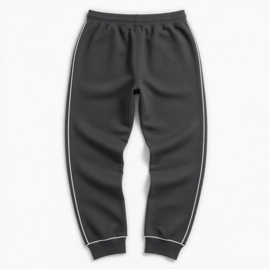 Men's Casual Sweatpants Loose Fit with Contrast Piping Button Side and Drawstring Pockets