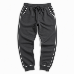 Men's Casual Sweatpants Loose Fit with Contrast Piping Button Side and Drawstring Pockets