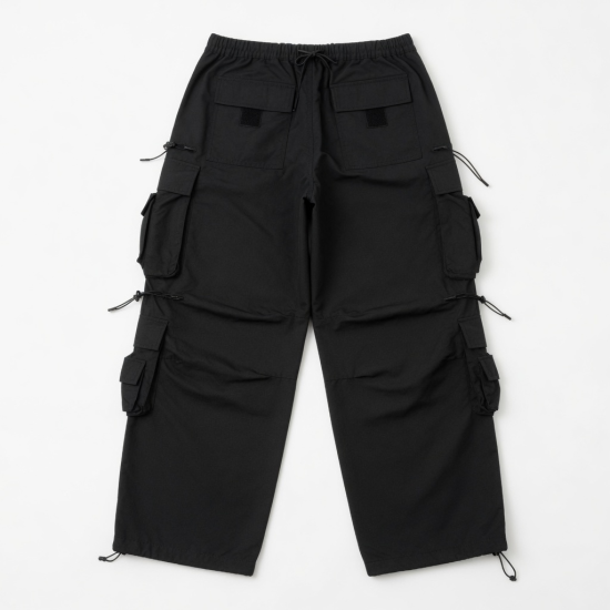 Multi Strings and Pockets Hip Hop Oversized Fast Drying Cargo Pants Men Black Tactical Outdoor