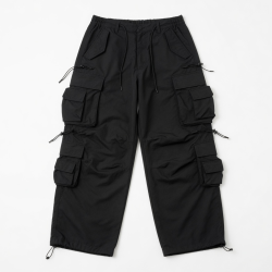 Multi Strings and Pockets Hip Hop Oversized Fast Drying Cargo Pants Men Black Tactical Outdoor
