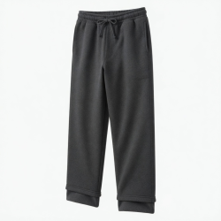Heavy Weight Men's Cotton Terry Fleece Lined Sweatpants Blank Thick Joggers Mid Waist Wide Leg