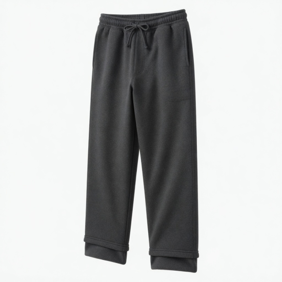Heavy Weight Men's Cotton Terry Fleece Lined Sweatpants Blank Thick Joggers Mid Waist Wide Leg