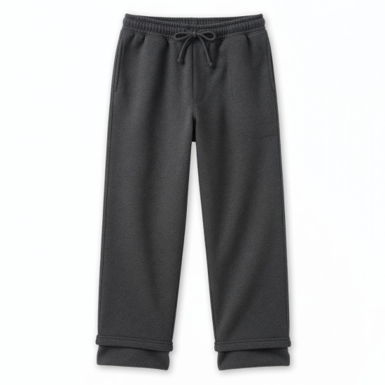 Heavy Weight Men's Cotton Terry Fleece Lined Sweatpants Blank Thick Joggers Mid Waist Wide Leg