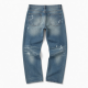 Men Vintage Snow Wash Curved Leg Pants Distressed Loose Fit Straight Leg Wide Casual