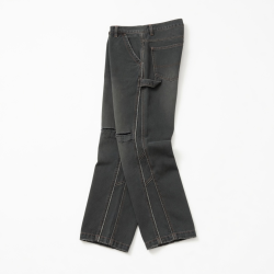 Trendy Men's Retro Sweatpants 380g Cotton Loose Distressed Pants with Personality Stitching