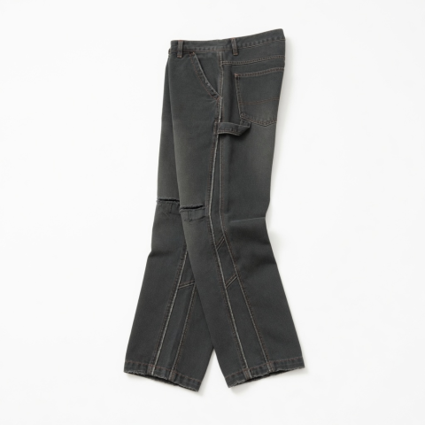 Trendy Men's Retro Sweatpants 380g Cotton Loose Distressed Pants with Personality Stitching