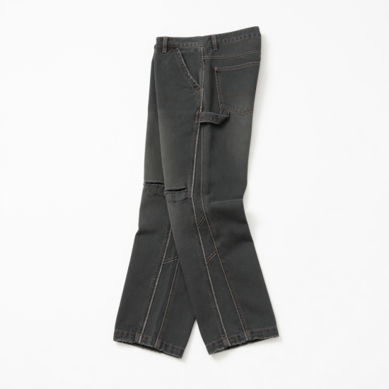 Trendy Men's Retro Sweatpants 380g Cotton Loose Distressed Pants with Personality Stitching