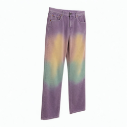 Rainbow Spray High Street Retro Apparel Corduroy Straight Leg Trousers with Rivet Sun Faded