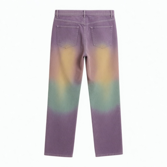 Rainbow Spray High Street Retro Apparel Corduroy Straight Leg Trousers with Rivet Sun Faded