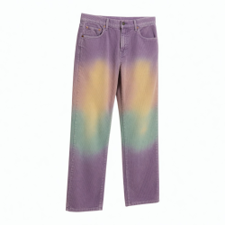 Rainbow Spray High Street Retro Apparel Corduroy Straight Leg Trousers with Rivet Sun Faded
