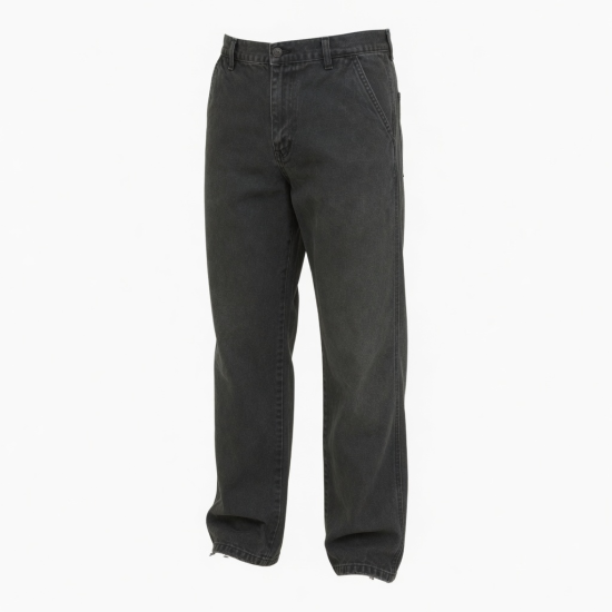 Men Vintage Washed Curved Leg Pants Loose Fit Straight Leg Casual Streetwear Trousers