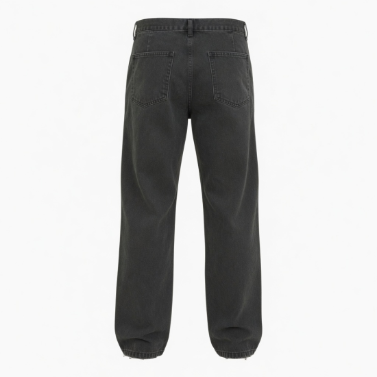 Men Vintage Washed Curved Leg Pants Loose Fit Straight Leg Casual Streetwear Trousers