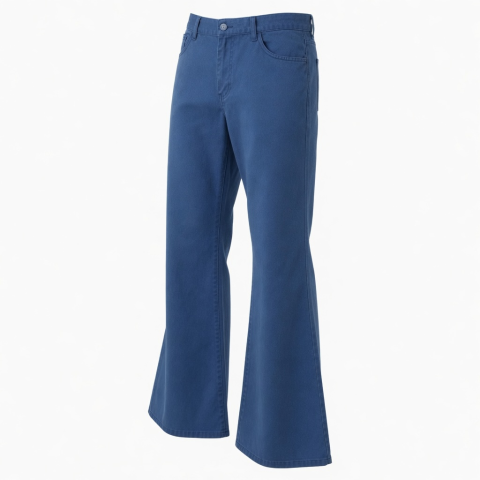 Men's Straight Flared Pants Cotton Bell Bottom Trousers Casual Office Street Style Embroidered