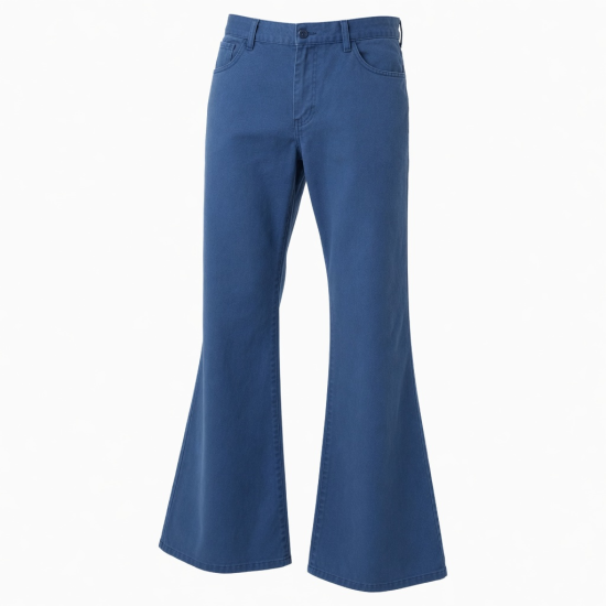 Men's Straight Flared Pants Cotton Bell Bottom Trousers Casual Office Street Style Embroidered