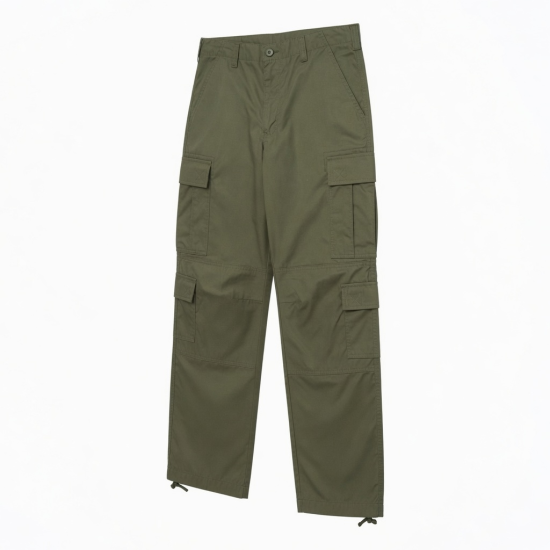 Men's Tactical Cargo Pants with Multi Pockets Breathable Olive Hiking Trousers Button