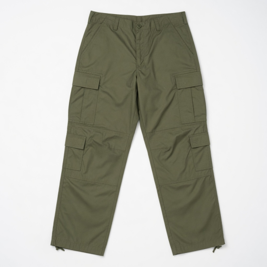 Men's Tactical Cargo Pants with Multi Pockets Breathable Olive Hiking Trousers Button