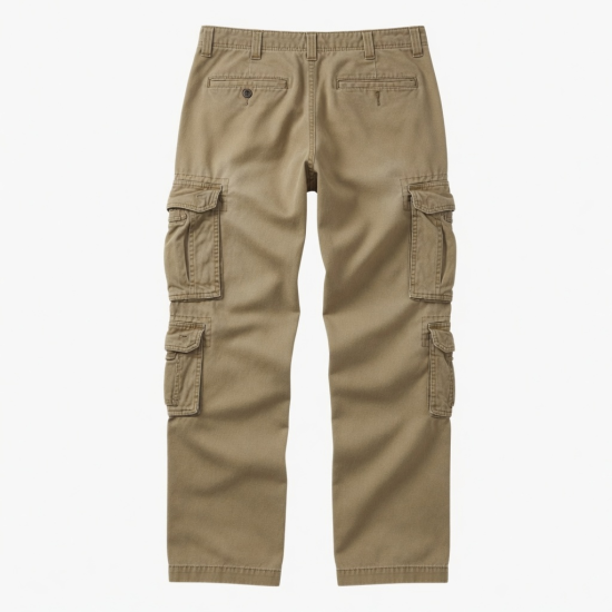 Men's Casual Canvas Cargo Pants with Multi Pockets Mid Waist Sweatpants Large Size Straight