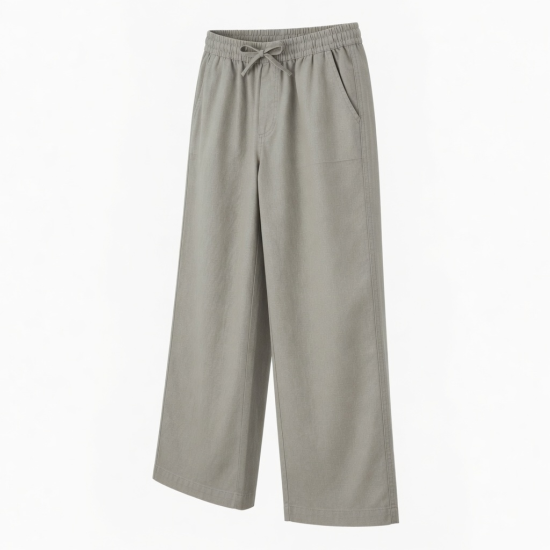 Polyester and Cotton Linen Pants Men Casual Trousers Male Walking Wide Leg Loose Sweatpants
