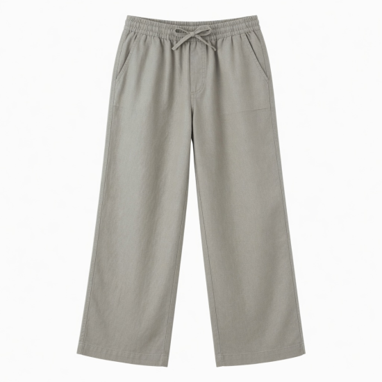 Polyester and Cotton Linen Pants Men Casual Trousers Male Walking Wide Leg Loose Sweatpants