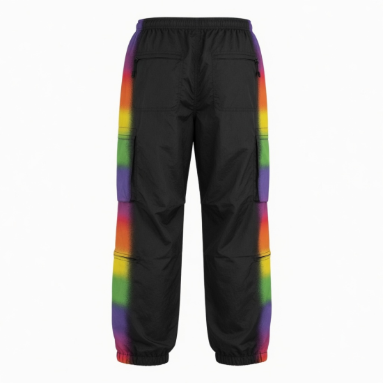Rainbow Spray Men's Side Striped Sporty Parachute Pants Breathable Training Sweat Wicking