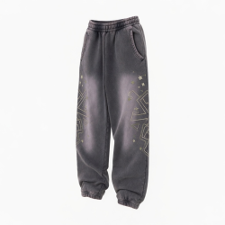 Streetwear Vintage 420 Gsm Cotton Heavyweight Oversized Embroidery Sweatpants Acid Washed