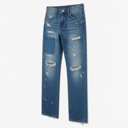 Jeans Small New Ripped Straight Pants Cotton Pants Destructive Wash Patch Style Men's Jeans
