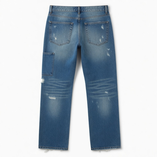Jeans Small New Ripped Straight Pants Cotton Pants Destructive Wash Patch Style Men's Jeans