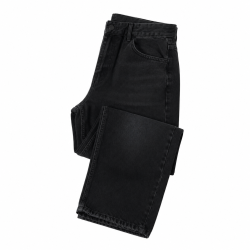 Loose Fit Embroidered Folded Jeans Black Street Wear Loose Jeans Cotton Jeans for Men Man Jean