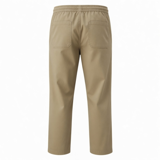 Men's Casual Cotton Solid Color Trousers Elastic Waist Men's Trouser