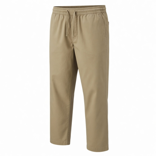 Men's Casual Cotton Solid Color Trousers Elastic Waist Men's Trouser
