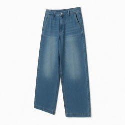 Men's Summer Casual Baggy Wide Leg Trousers Mens Work Pants Cargo Casual Trousers Men's Denim