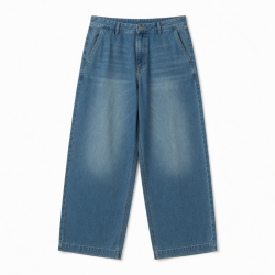 Men's Summer Casual Baggy Wide Leg Trousers Mens Work Pants Cargo Casual Trousers Men's Denim