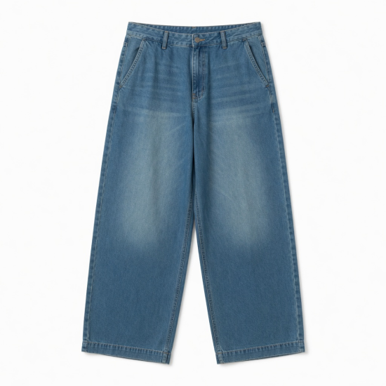 Men's Summer Casual Baggy Wide Leg Trousers Mens Work Pants Cargo Casual Trousers Men's Denim