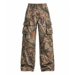 Cotton Hunting Stacked Letter Embroidery Patch Wide Leg Work Pants Camouflage Multi Pockets